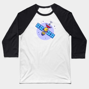 Flying Satellite Space Cartoon Vector Icon Illustration Baseball T-Shirt